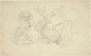 Een aap die op zijn rug speelt door Henri de Toulouse Lautrec