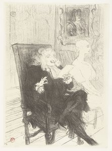 Acteurs Jules Charles Truffier en Marguerite Moreno in toneelstuk Les femmes savantes