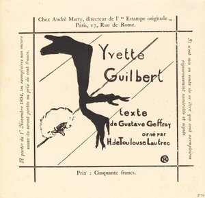 Advertentie voor het album Yvette Guilbert door Henri de Toulouse Lautrec