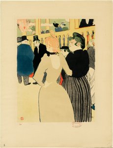 Bij de Moulin Rouge, La Goulue en haar zus door Henri de Toulouse Lautrec