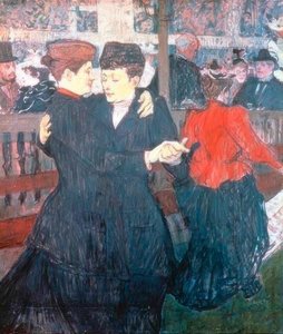 In de Moulin-Rouge. De twee danseressen door Henri de Toulouse Lautrec