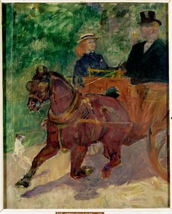 Cob aangespannen voor een kar, 1900