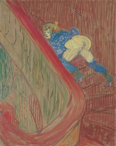 Op de trap van de Rue des Moulins door Henri de Toulouse Lautrec