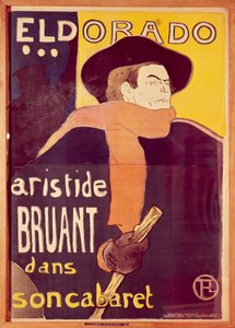 Eldorado, Aristide Bruant in zijn cabaret door Henri de Toulouse Lautrec