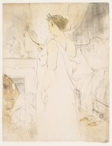 Elles: Vrouw met een handspiegel door Henri de Toulouse Lautrec