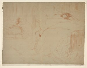 Vrouw liggend op haar rug, vermoeidheid, uit de serie Elles door Henri de Toulouse Lautrec