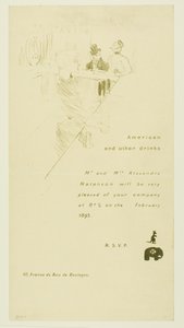 Uitnodiging voor meneer en mevrouw Alexandre Natanson door Henri de Toulouse Lautrec