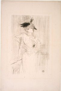 Juffrouw Marcelle Lender, staand door Henri de Toulouse Lautrec