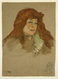 Mme Lili Grenier (recto); Landschap met kerk (verso) door Henri de Toulouse Lautrec