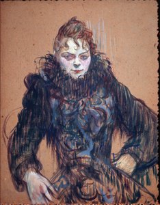 Portret van een vrouw in de zwarte boa