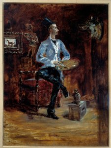 Portret van de schilder Rene Princeteau (1849-1914) in zijn atelier