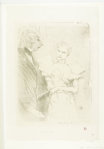 Portret van actrice Marthe Brandès en acteur Louis-Pierre Leloir in toneelstuk Les Cabotins door Henri de Toulouse Lautrec