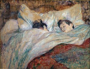Het bed. Twee slapende kinderen