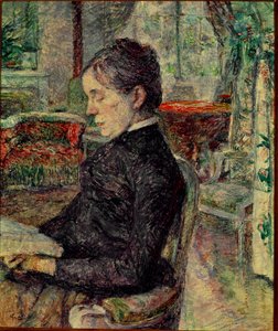De moeder van de schilder in de Salon in Malrome. Schilderij door Henri de Toulouse-Lautrec