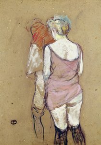 Twee halfnaakte vrouwen in het Maison de la Rue des Moulins