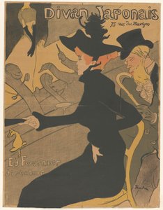 Vrouw en man in het publiek bij een zangvoorstelling door Henri de Toulouse Lautrec