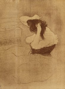 Vrouw die Haar Haar Kammt - La Coiffure, Plaat VII uit Elles, 1896 door Henri de Toulouse Lautrec