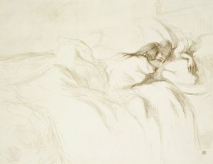 Vrouw in Bed—Wakker, plaat drie uit Elles door Henri de Toulouse Lautrec
