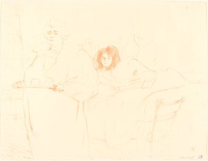 Vrouw met een dienblad door Henri de Toulouse Lautrec