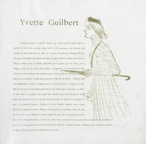 Yvette Guilbert-Franse Serie: Nr. 1, 1894 door Henri de Toulouse Lautrec