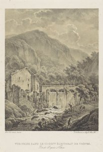 Berglandschap met watermolen nabij Trier door Henri van Assche