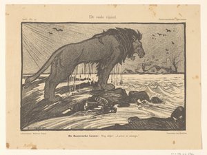Spotprent op de Stormvloed van 1906 door Henricus