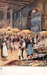 Oud Londen: Billingsgate Market, vroege ochtend door Henrie Pitcher