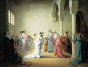 De aankomst in de harem in Constantinopel, 1861 door Henriette Browne