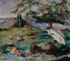 Zomerlandschap met mensen door Henrik Lund