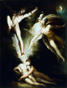 Satan geraakt door Ithuriels zwaard door Johann Heinrich Fussli