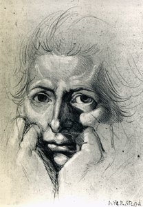 Studie voor zelfportret, door Henry Fuseli, tekening