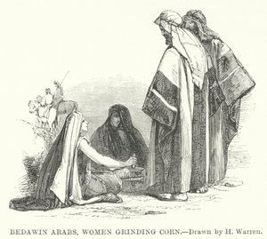 Bedoeïenen Arabieren, vrouwen die graan malen door Henry (after) Warren
