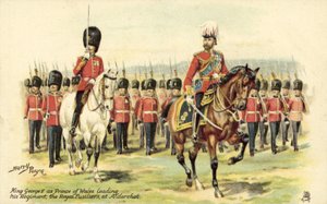 Koning George V als Prins van Wales leidt zijn regiment, de Royal Fusiliers, in Aldershot door Henry A. Payne