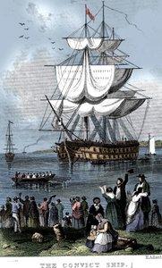 Het gevangenisschip, ca. 1820 door Henry Adlard