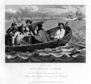 De luie leerling weggestuurd en naar zee gestuurd, plaat V van Industrie en Luiheid, 1833 door Henry Adlard