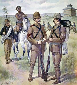 Amerikaanse Leger uniformen 1898-1900: Khaki veldkleding voor manschappen (kleur litho) door Henry Alexander (after) Ogden