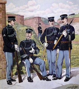 Volledige dress van de Amerikaanse infanterie 1902-07 gewapend met het Amerikaanse magazijngeweer model 1903 door Henry Alexander (after) Ogden