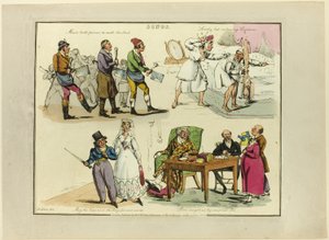 Plaat van illustraties tot populaire liedjes
