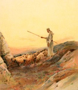 Een herder die zijn schapen telt door Henry Andrew Harper
