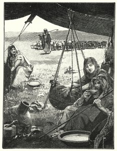 Tentleven in het Oosten, melk karnen door Henry Andrew Harper