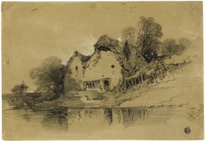 Huisje aan de rand van het kanaal door Henry Bright