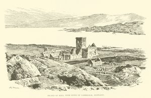 Eiland Iona, met ruïnes van de kathedraal, Schotland (gravure) door Henry Charles Brewer