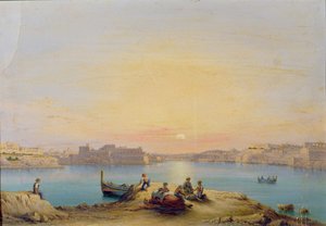 Valetta Haven bij Zonsondergang