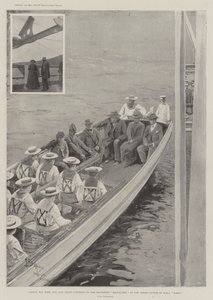 Cronje, zijn vrouw, zoon en staf overgebracht naar het transportschip Milwaukee in de gewapende sloep van HMS Doris