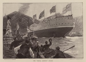 HMS Royal Arthur te water door Henry Charles Seppings Wright