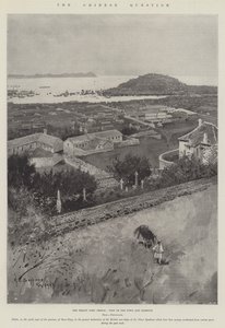 De Chinese kwestie, de verdragshaven Chefoo, uitzicht op de stad en haven door Henry Charles Seppings Wright