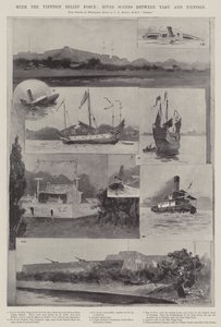 Met de Tientsin Relief Force, Rivierscènes tussen Taku en Tientsin door Henry Charles Seppings Wright
