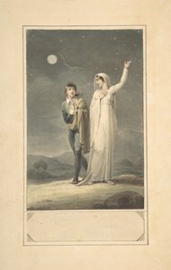 Nocturnaal Landschap met Twee Figuren, ontwerp voor een gegraveerde boekillustratie door Henry Corbould