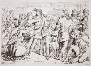 Hoe Hereward de beer doodde, illustratie uit Hereward the Great door Charles Kingsley, uitgegeven 1870, gegraveerd door C.G. Lewis door Henry Courtney Selous