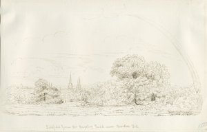 Lichfield - Noordaanzicht (verre): pentekening, nd [1788-1855]